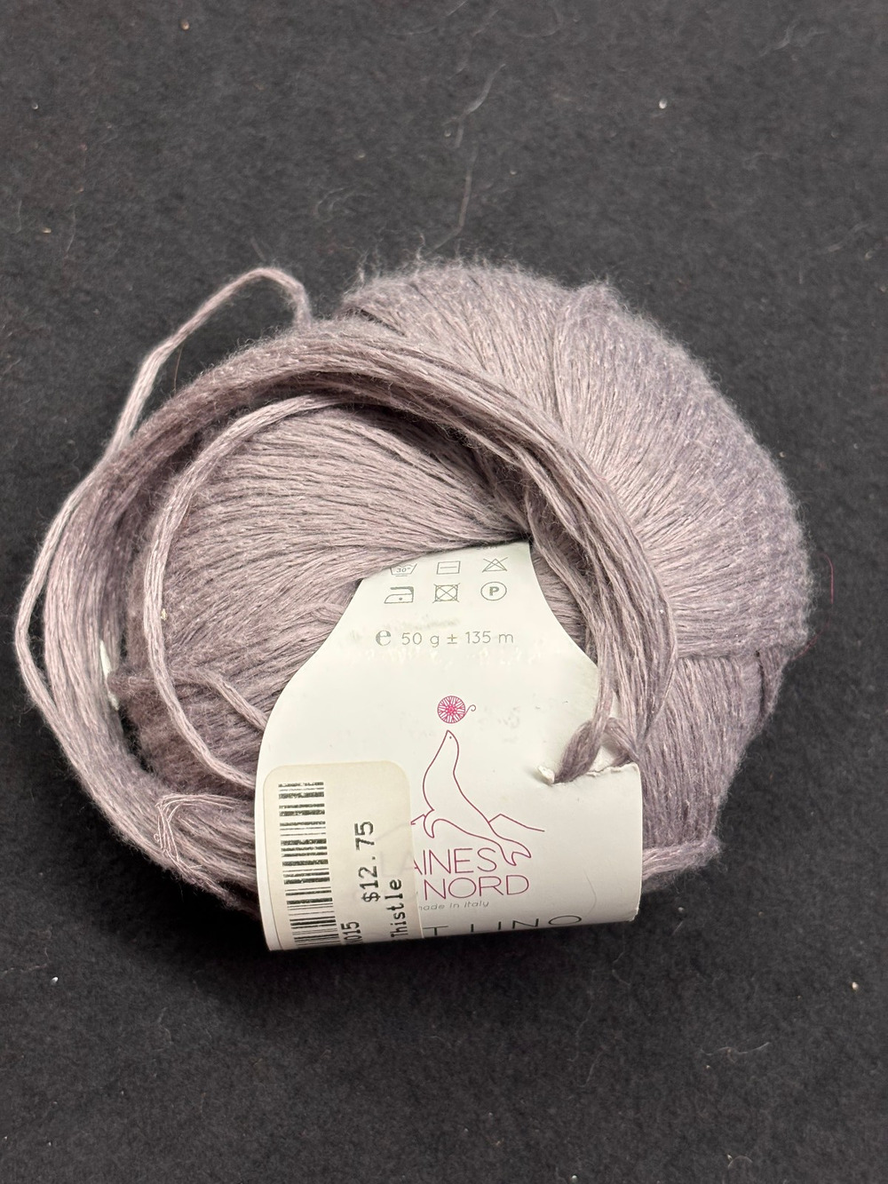 Laines du Nord Soft Lino Yarn Linen Cotton Thistle Italy 50g DK Weight Skein